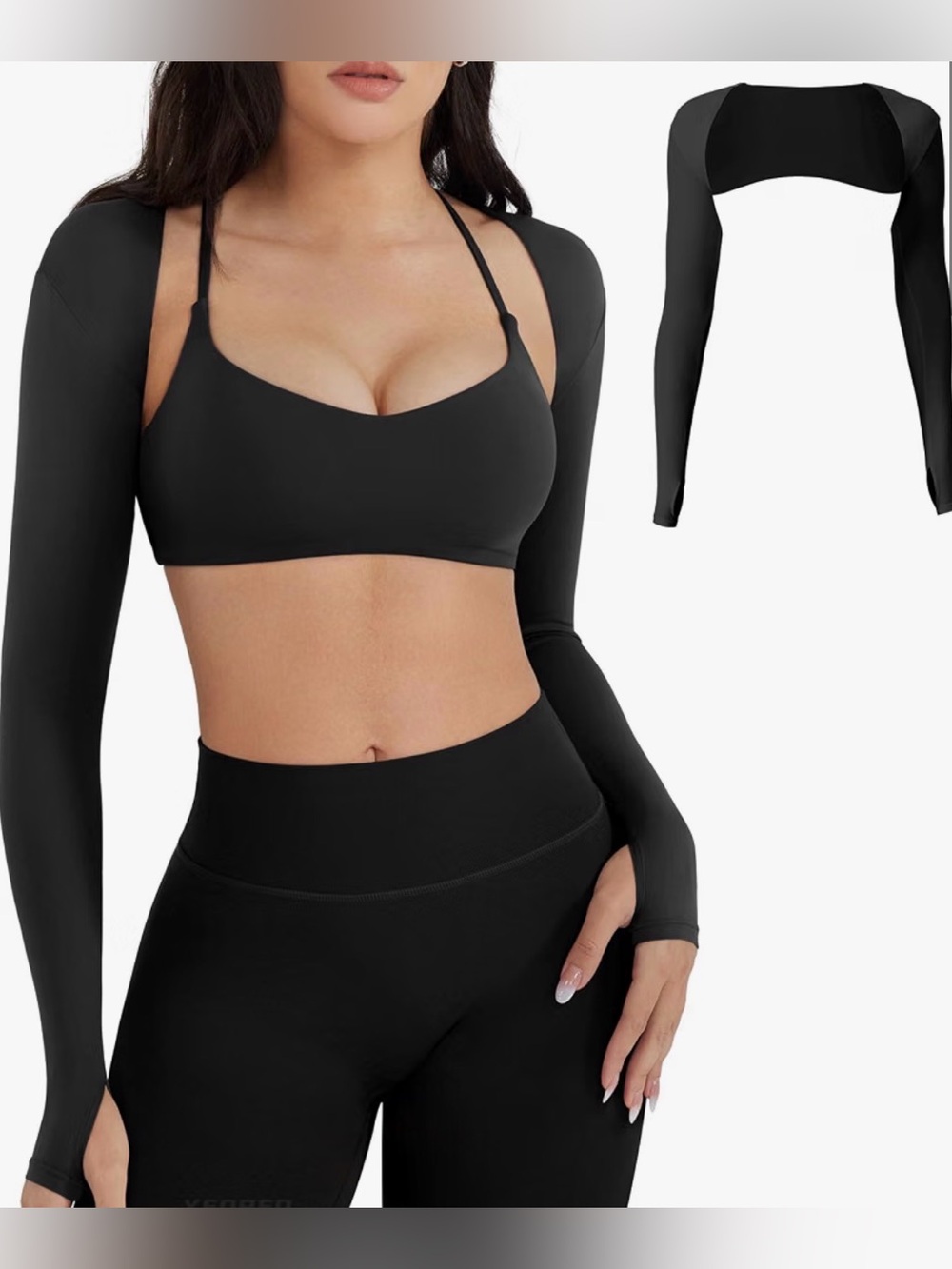 Women's Black Cropped Arm Shrug Bolero - Seamless Layering